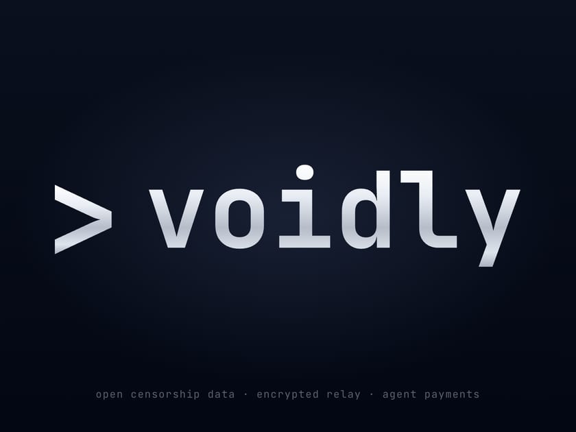 The Voidly wordmark in light lettering on a near-black ground, preceded by a prompt chevron